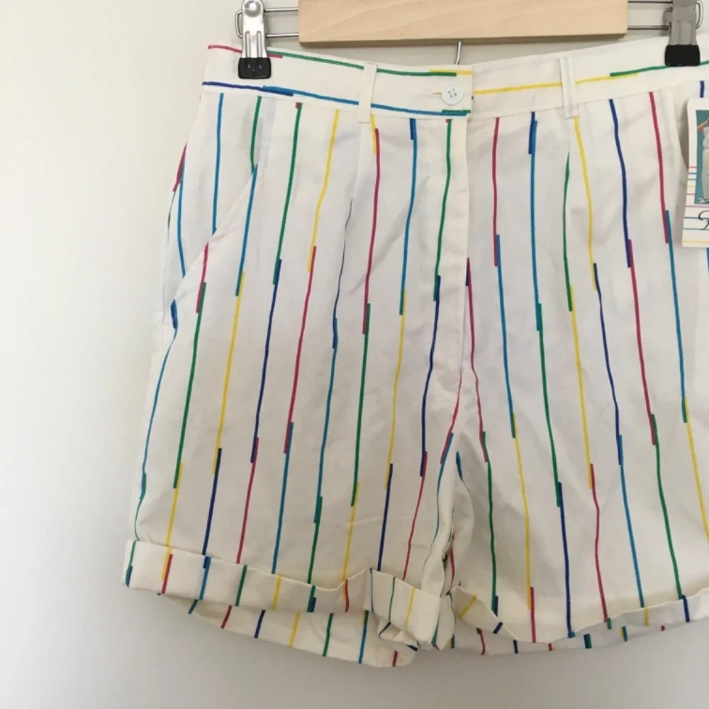 VTG 80s Hunter’s Glen Rainbow Striped Shorts Sz 9/10 High Waisted NOS Japan Made - Picture 5 of 16